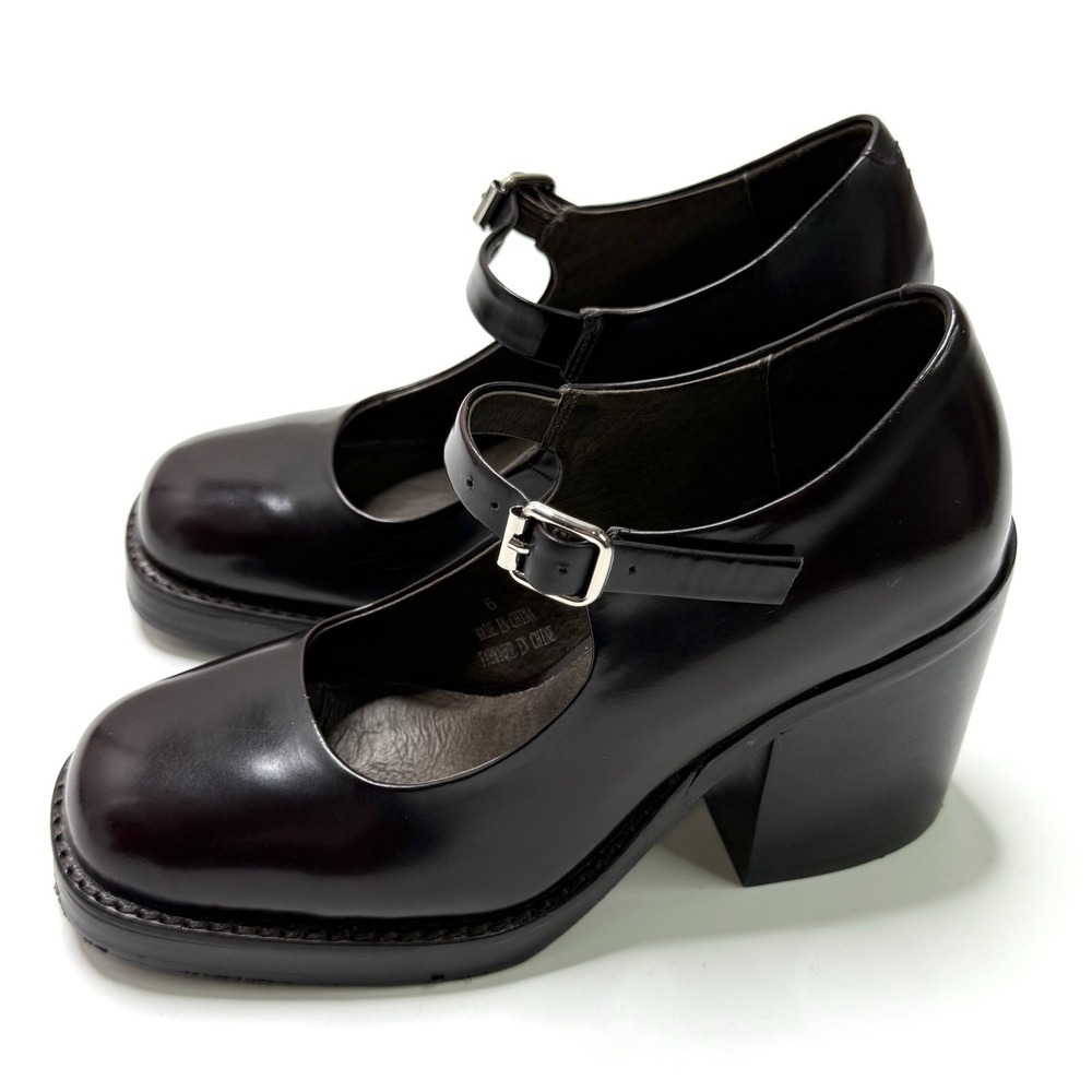 Jeffrey Campbell Mary Jane Heels Leather Mahogany Size 6 Pumps Buckle Strap - Picture 2 of 12